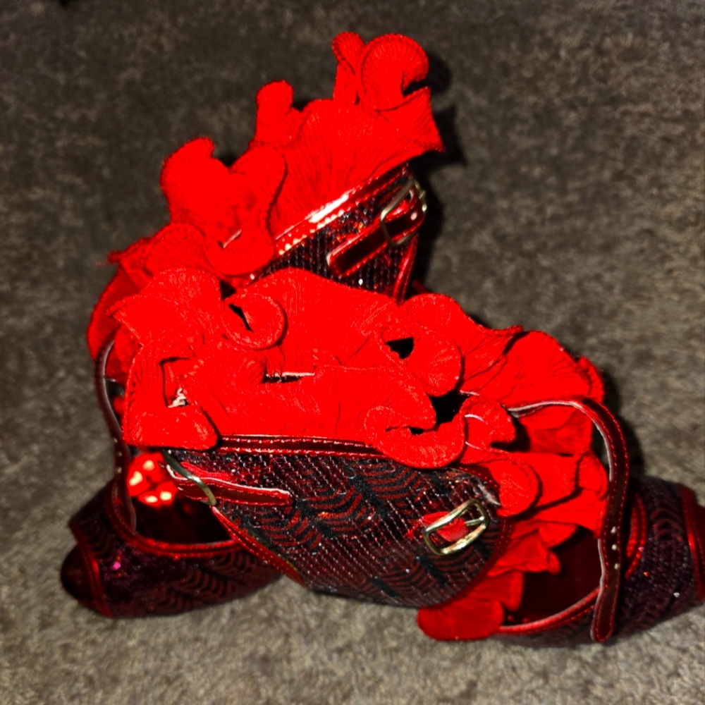 Red and black rhine stone shors